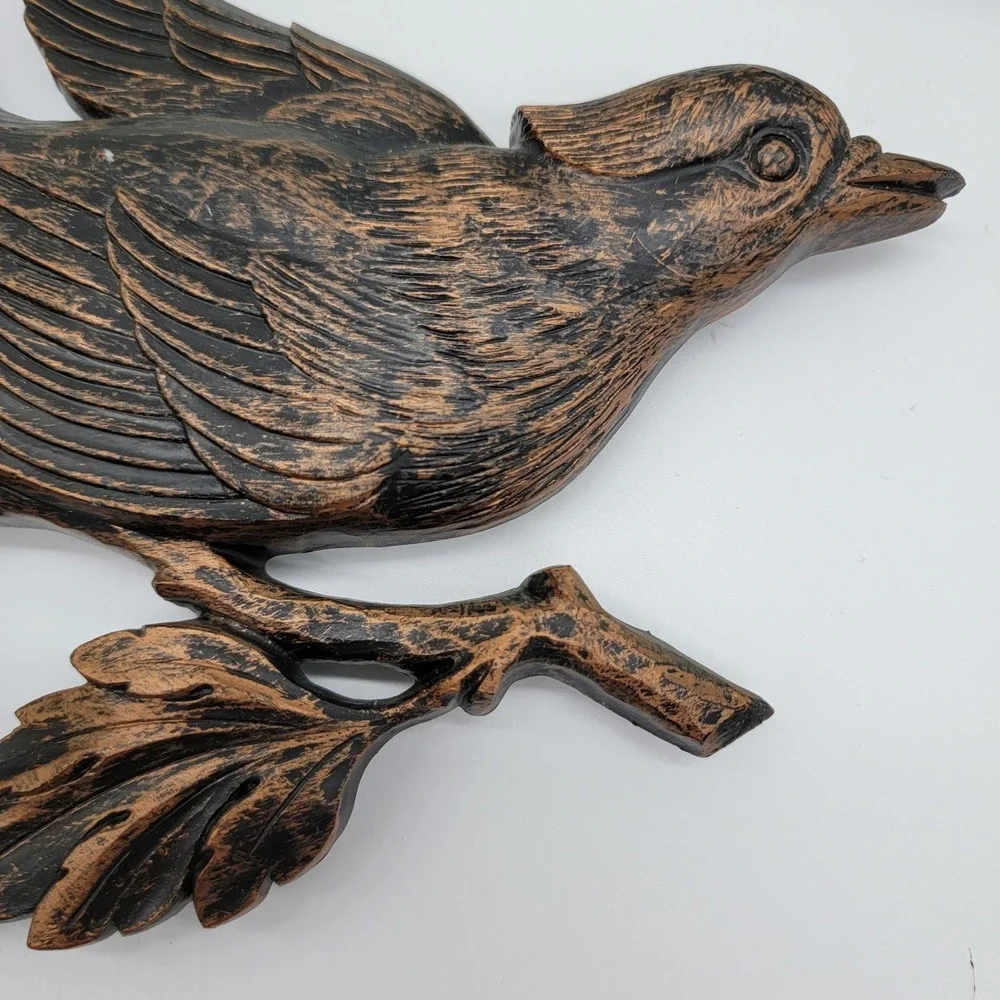 VTG Dart Industries Wall Hanging Bird Dogwood Decoration 2 pc COPPER CRAFT 1967